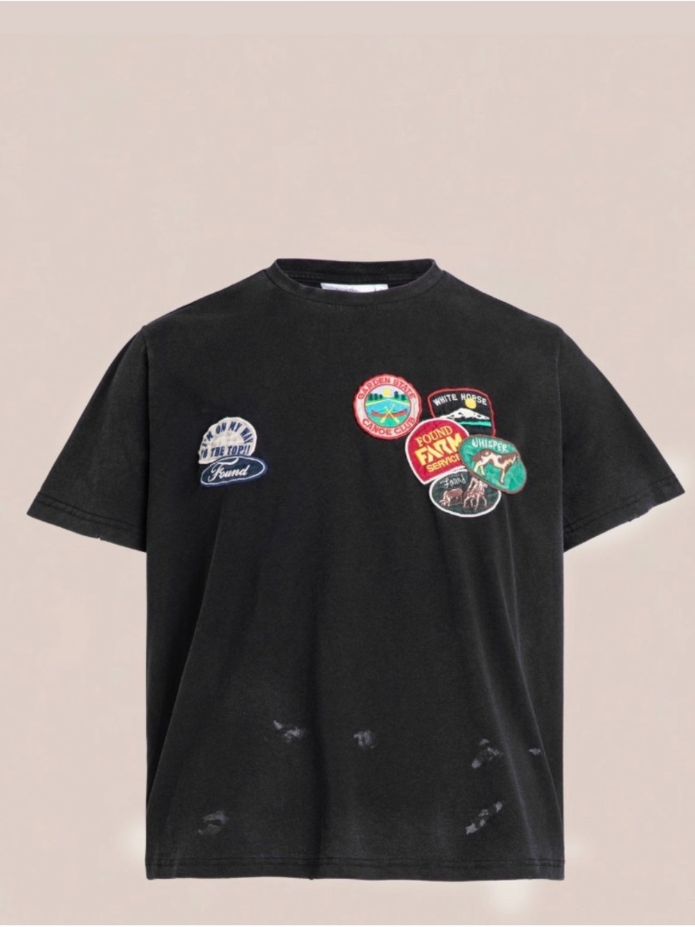 Found Black Patch-Detail Crewneck T-Shirt